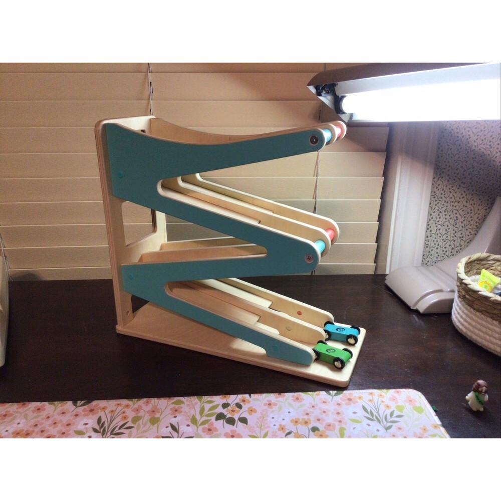 Lovevery Race & Chase Ramp + 2 Original Cars CLEAN & COMPLETE Live Every Wood